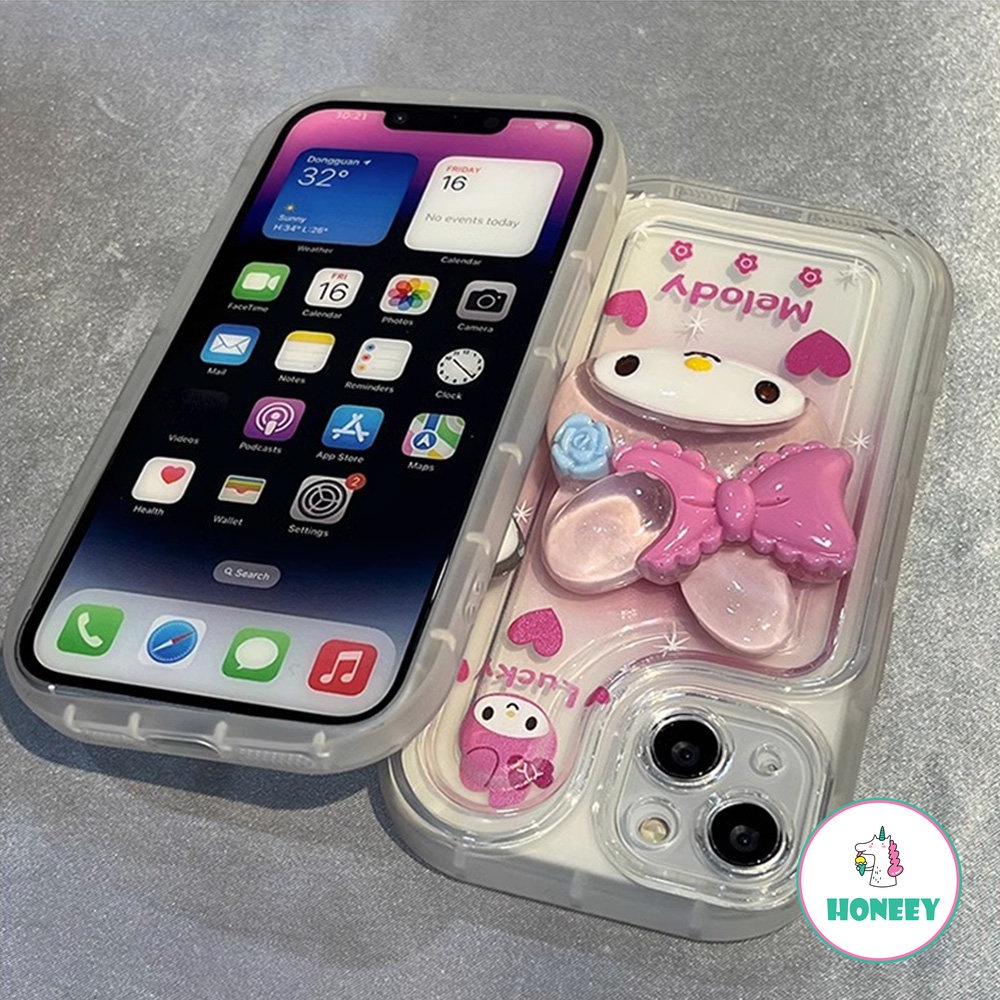 Casing Ponsel Sanrio Kartun Lucu 3D Untuk iPhone 14 Pro 13 12/12pro 11 Pro MAX XR XS MAX X 14 7 8plus Y2k Anak Perempuan Silikon Shockproof Soft Cover