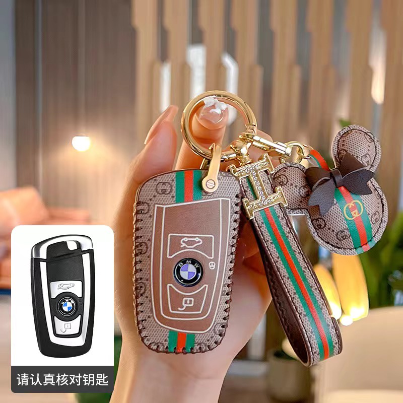 Kulit Asli Case Kunci Mobil Cover Auto Keyless Smart Remote Keychain Ring Holder Fob Shell Tas Kantong Untuk BMW F30 F34 F10 F07 F20 G30 F15 F16 E34 E90 E60