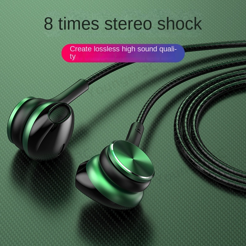 3.5mm Half In Ear Wired Earphone HiFi Suara Bass Metal Subwoofer Headset Dengan Mikrofon Kontrol Volume Stereo Bass Earbuds