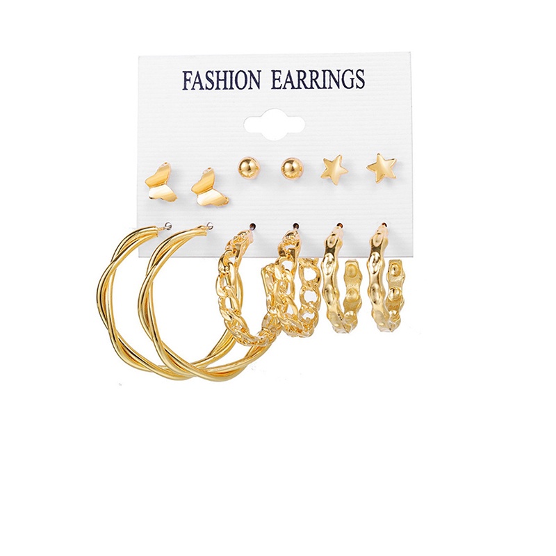 6 Pcs/Set Anting Mutiara Set Kristal Rumbai Elegan Oversized Stud Earrings Wanita Perhiasan Fashion Aksesoris