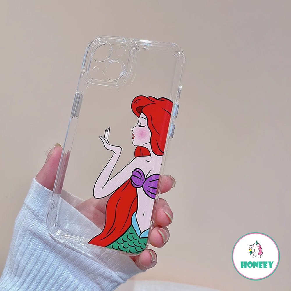 IPHONE Casing Ponsel Lucu Kartun Putri Bening Untuk Iphone11 12 13 14 Pro Max XR Xs7 8Plus Mermaid Yang Indah Lembut Anti-drop Back Cover