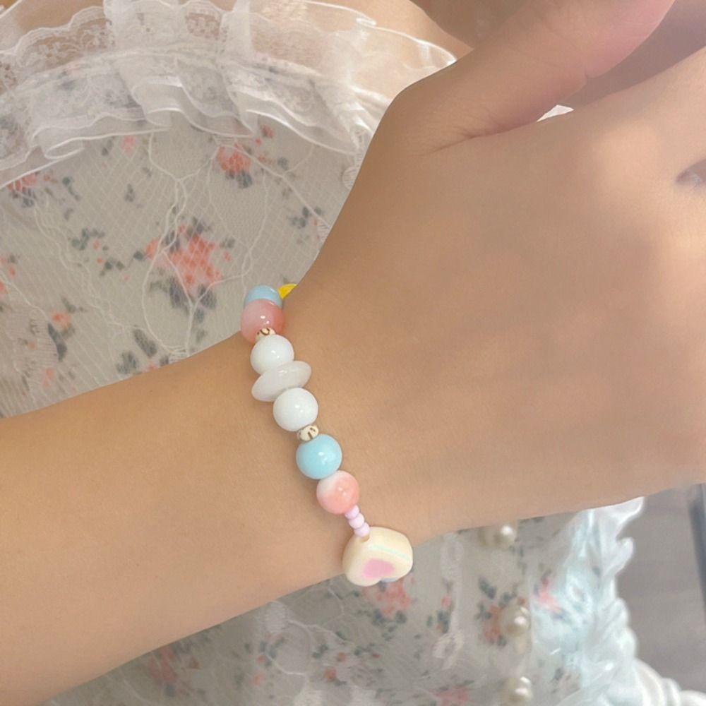 Mxbeauty Gelang Warna Permen Hadiah Kreatif Perhiasan Aksesoris Dopamin Aksesoris Tangan Cincin Retro Gaya Korea Bintang Charms Bracelet Untuk Wanita