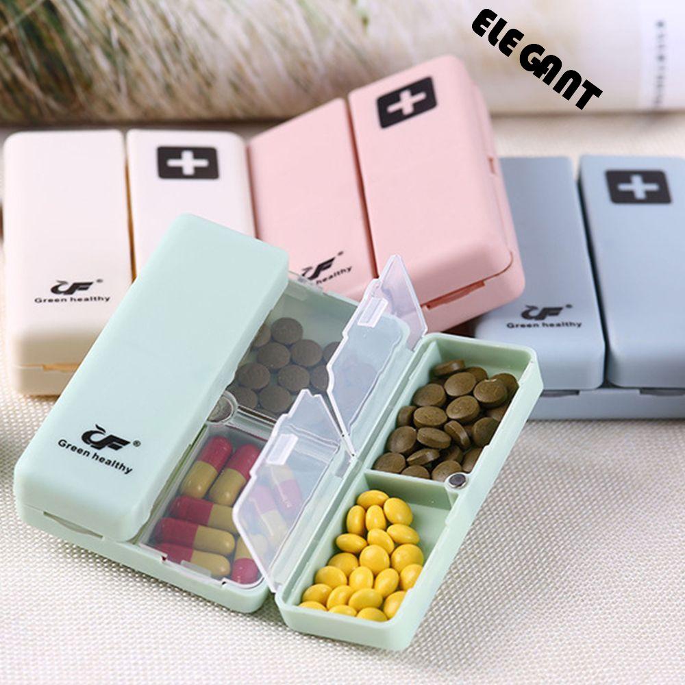 [ELEGANT] Pill Box Tablet Split Container Storage 4warna Kotak Lipat Magnet