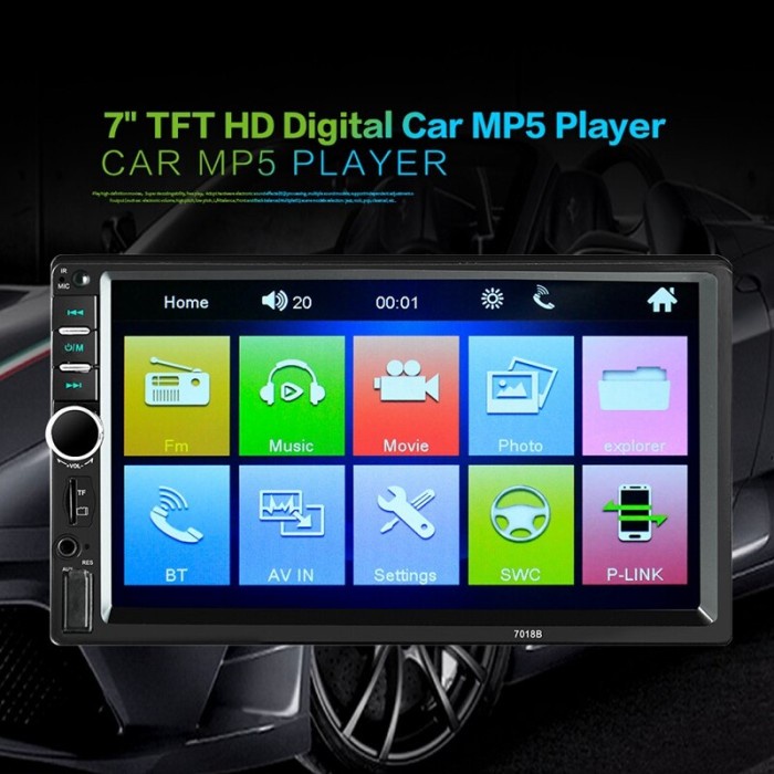 Head Unit Double Din MP5 7 inch MirrorLink 7018B Touchscreen BT Mobil - MP5 7018B