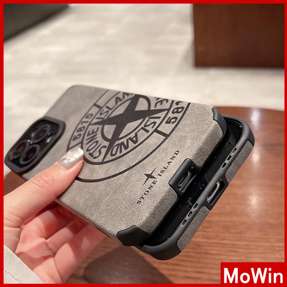 Case iPhone 14 Pro Max iPhone Case Kulit Abu-abu Pupil Patch Suede Tahan Guncangan Kamera Pulau Batu Sederhana Kompatibel dengan iPhone 13 Pro max 12 Pro Max 11 xr xs max 7Plus 8Plus