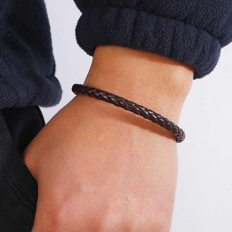 [FRA] Pu Braided Leather Bracelet Hand Decoration Gaya Korea Kasual Semua Pertandingan Perhiasan Siswa