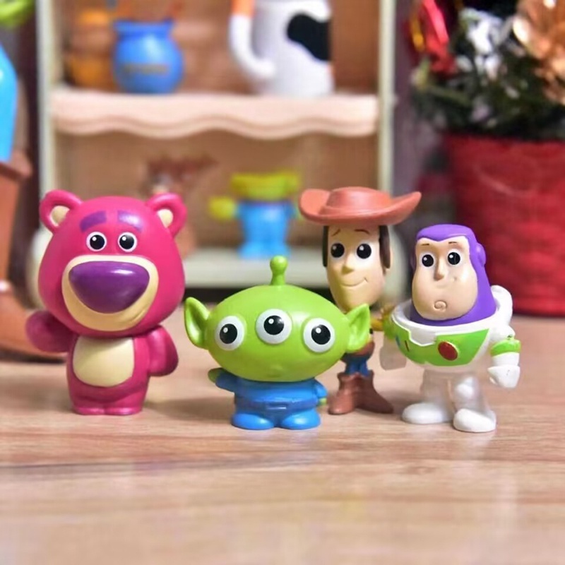 8pcs /set Anime Toy Story Woody Buzz Lightyear 3-5cm Q Version Action Figure Model Mini Mainan Boneka Model Untuk Anak