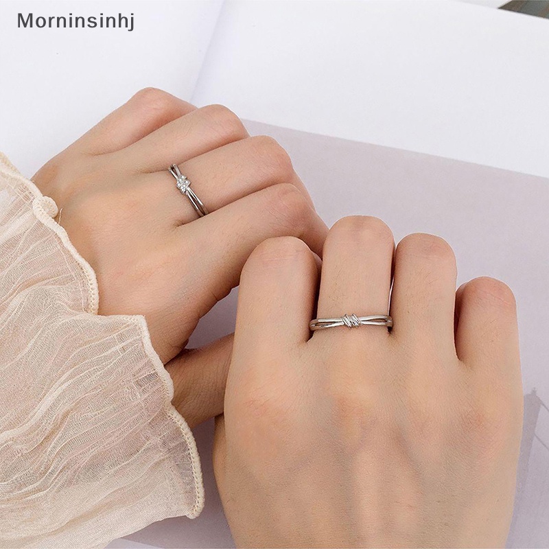 Mornin Cincin Pasangan Simpul Konsentrik Cahaya Sederhana Pembukaan Adjustable Zirkon Jari Rings Untuk Hadiah Perhiasan Peringatan Pacar id