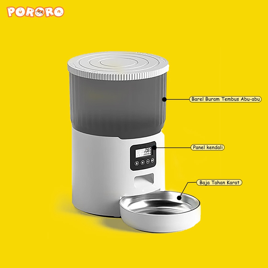 PORORO - Automatic Pet Feeder Tempat - Makan Hewan Peliharaan Otomatis Food Dispenser 4L -