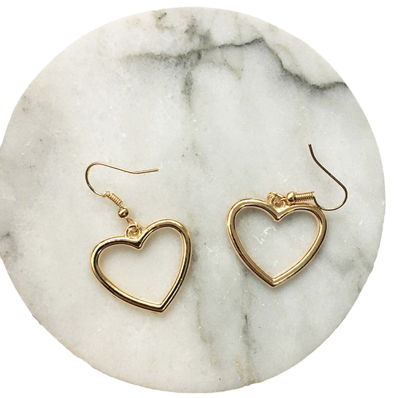 Jantung Logam Drop Anting-Anting Wanita Berongga Geometris Cinta Anting-Anting Perhiasan Hadiah Pesta