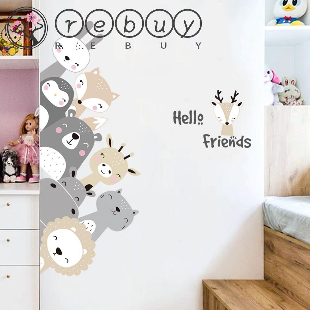 Rebuy Stiker Dinding DIY Hippo Friends Animal Stickers Art Dekorasi Rumah Lion Bear Nursery