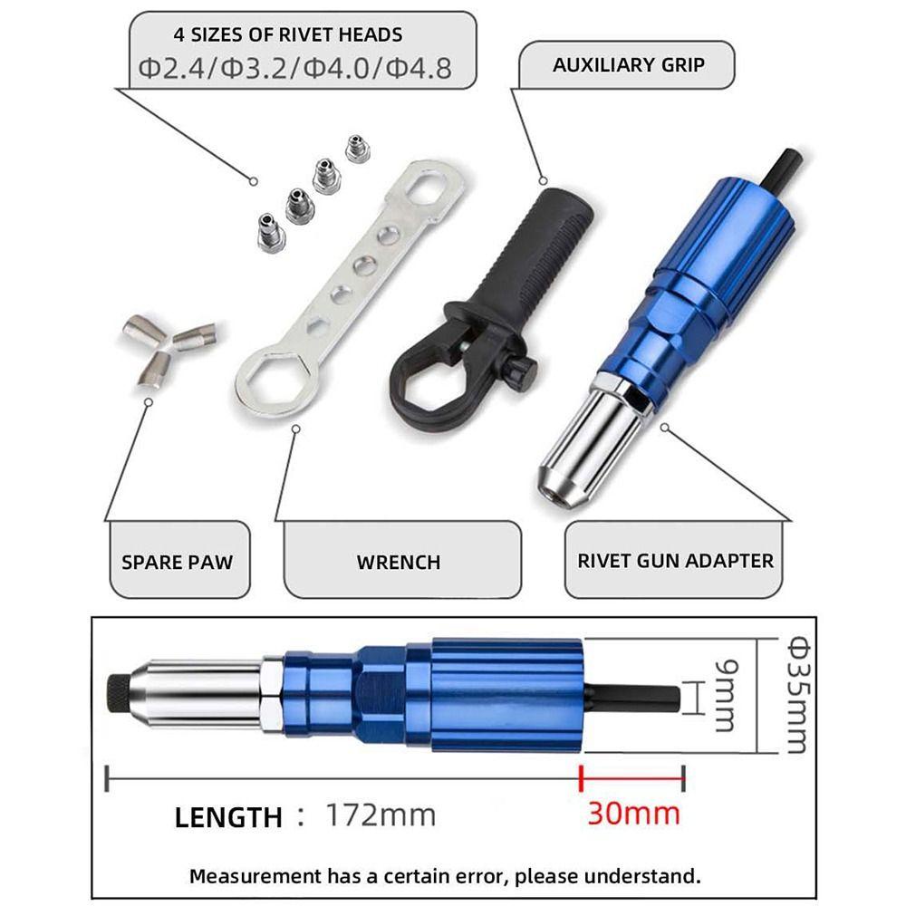 Populer Rivet Gun Adapter Kualitas Tinggi Power Alat Aksesoris Aluminium Casting Housing Electric Riveting Riveter Insert Tool Untuk Untuk Bor Cordless