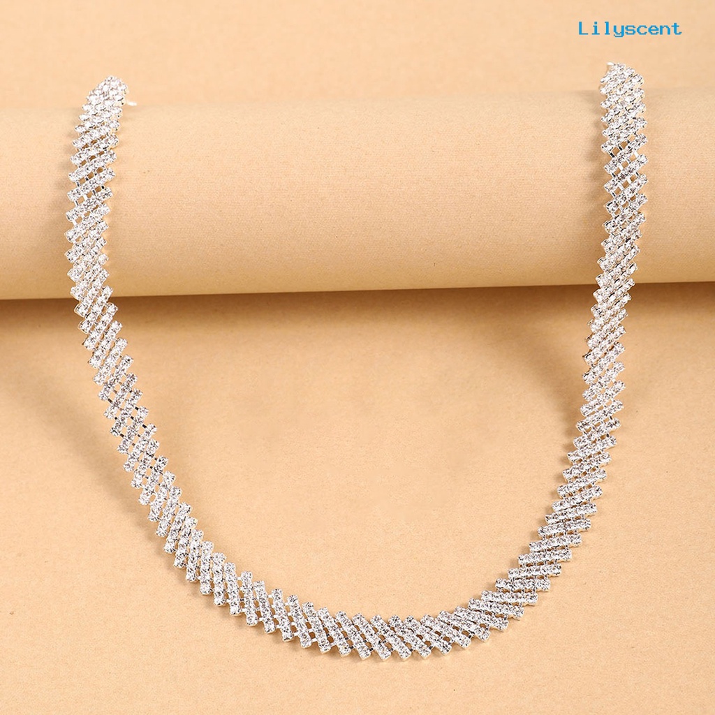 [LS]1 Set Kalung Wanita Cantik Elegan Alloy Glamor Berlian Imitasi Decor Fashion Necklace Untuk Pernikahan