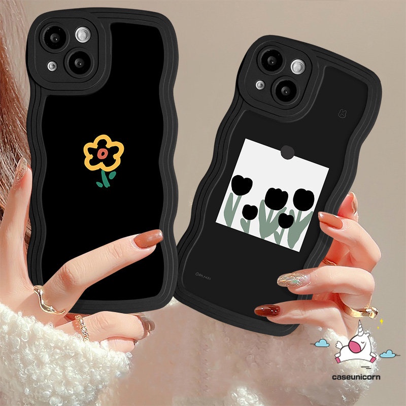 Untuk Realme C25 C53 C30 C12 C55 C25Y C35 C21Y C33 10 9i 6i 8Pro C11 C25s C15 C20 5i 8i 5 7 9 Pro+ 7i 85s C3 C17 C20A Simple Stik Figure Bunga Vintage Tulip Lembut Bergelombang Tepi Sarung