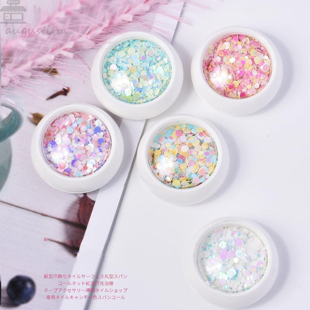 Agustina Nail Art Bulat Sequin Candy Color Glitter Mengkilapkan Dekorasi Nail Art DIY