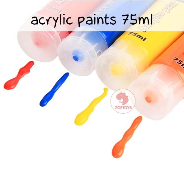 Zoetoys Acrylic Paints 75 ml | Perlengkapan Mewarnai Melukis Painting | Cat Lukis Akrilik | Mainan Edukasi Anak