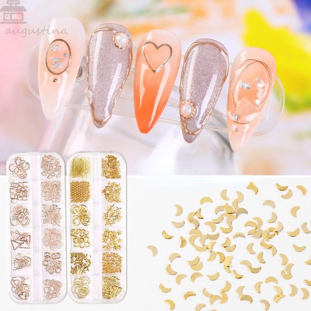 Augustina Nail Art Charms 3D Metal Alloy Hollow Salon Kuku Rivet DIY Bahan Kuku Wanita Perhiasan Kuku