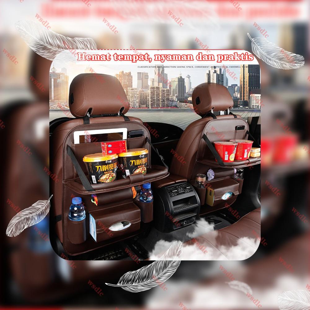 Car Seat Organizer Tas Belakang Jok Mobil dengan Meja Lipat Banyak Slot Tempat Tisu