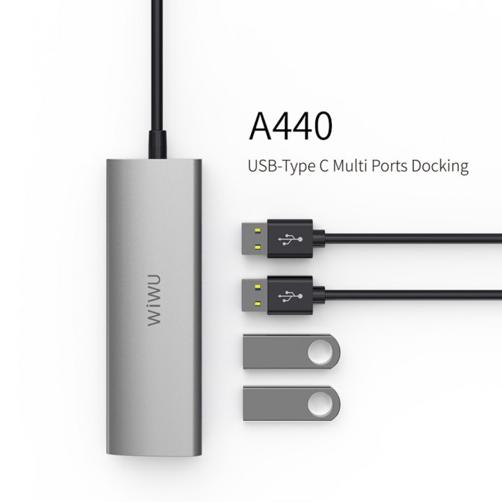 74 WIWU ALPHA A440 - 4 in 1 USB-C Hub Adapter - USB-C to 4 USB 3.0