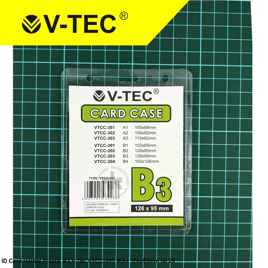 

V-Tec ID Card Holder Mika B3 Vertikal 95x126mm VTCC-203 isi 20