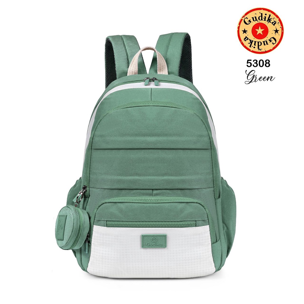 Tas GUDIKA 2tone 308 - Tas Ransel Laptop Wanita Kekinian Import Original Bahan Nylon Waterproof Anti Air Premium Korea Terbaru bisa muat banyak barang dan banyak slot