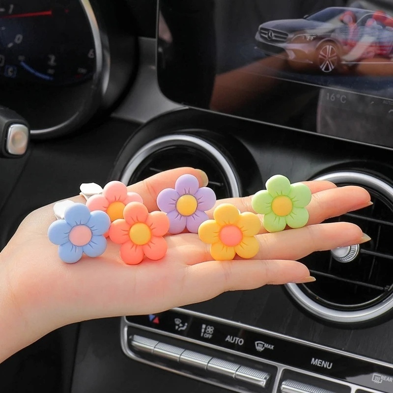 [warna Random] bunga lucu aromaterapi mobil ac Outlet parfum klip / Auto Air Freshener Colorful Flora Decor mobil / aksesoris Interior / tidak termasuk aromaterapi