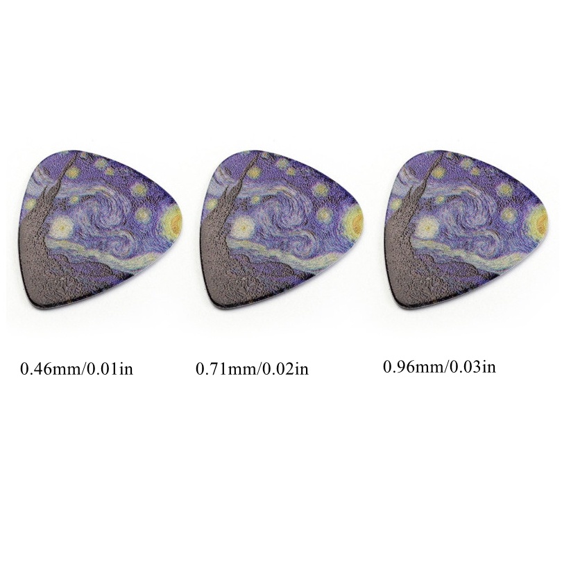 3pcs/lot Picks Gitar Set 0.46mm 0.71mm 0.96mm Starry Sky Celluloid Acoustic Electric Guitar Picks Plectrum Paddle Dengan Box