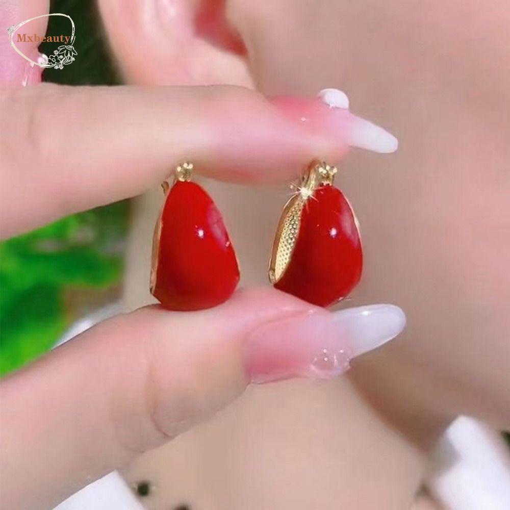 MXBEAUTY Drop Glaze Earrings Trendy Elegan Untuk Gadis Hadiah Pesta For Woman Anting Gaya Korea Unik