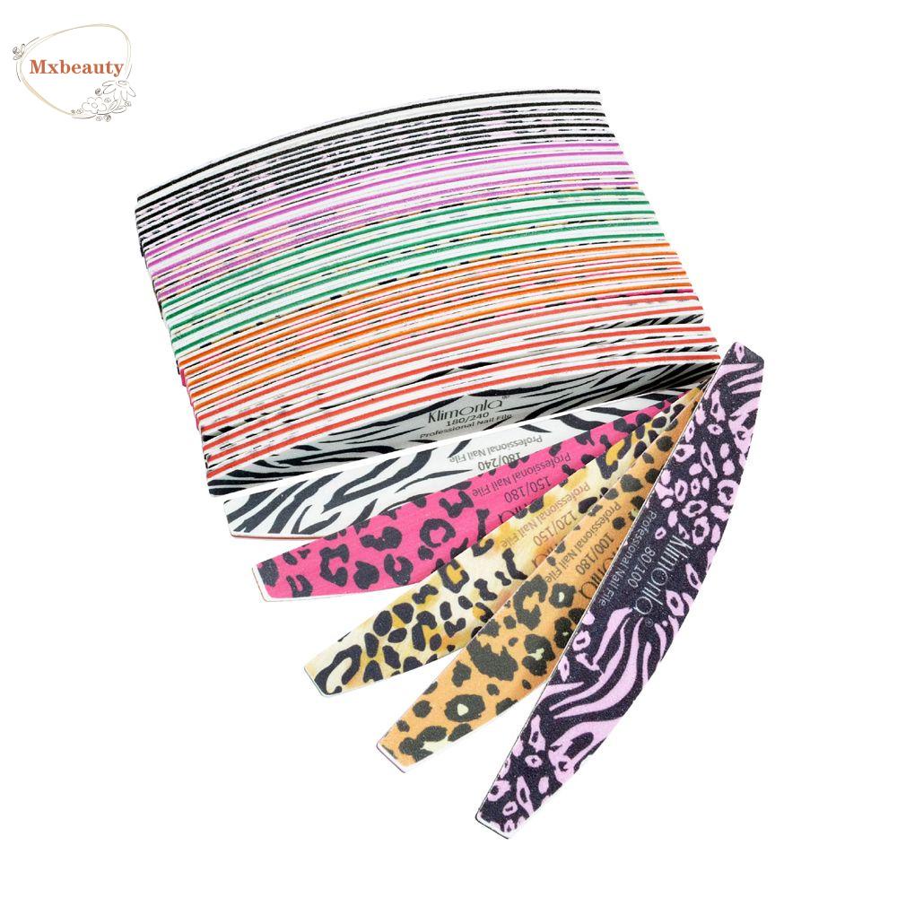 MXBEAUTY Kikir Kuku Dua Sisi Bentuk Setengah Bulan Pedicure Nail Art Tools Poles Papan Nail Gel Emery Tebal