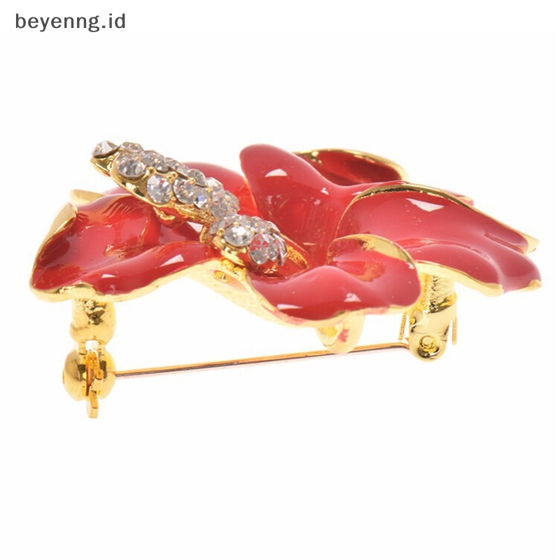 Beyen Wanita Fashion Pesona Enamel Bros Berlian Imitasi Kristal Lily Bunga Bros Pin ID