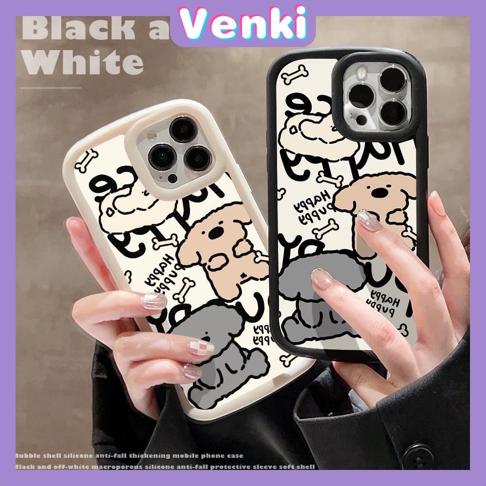 VENKI - Untuk iPhone 11 iPhone Case Matte Blister Soft Case Hitam Beige Shockproof Protection Camera Cute Puppy Kompatibel dengan iPhone14 13 Pro max 12 Pro Max xr xs max 7Plus 8Plus