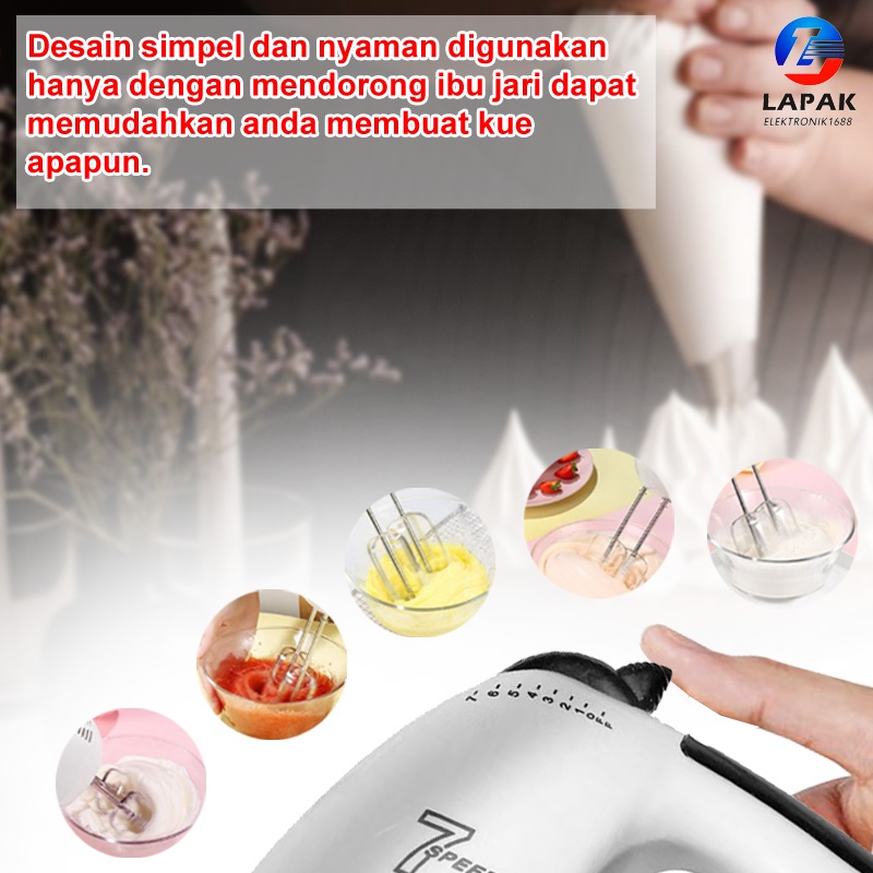 (NASA) Hand Mixer Elektrik 7 Speed Alat Pengaduk Otomatis 7 Level Alat Pengocok Telur Free 2 Alat Pengaduk