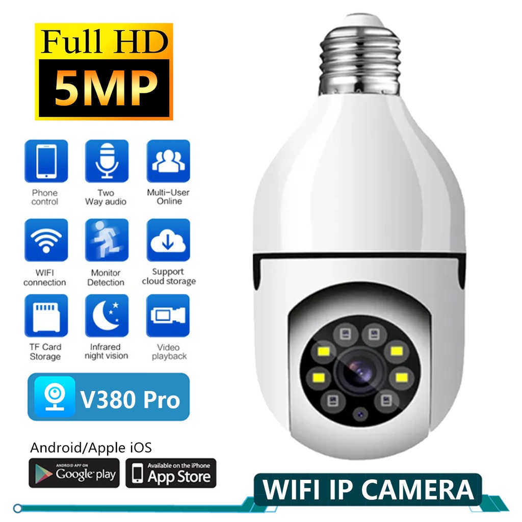 CCTV IP Camera CCTV Lampu CCTV Security Cameras Motion Detection V380 Pro Kamera CCTV Wifi Bohlam 36