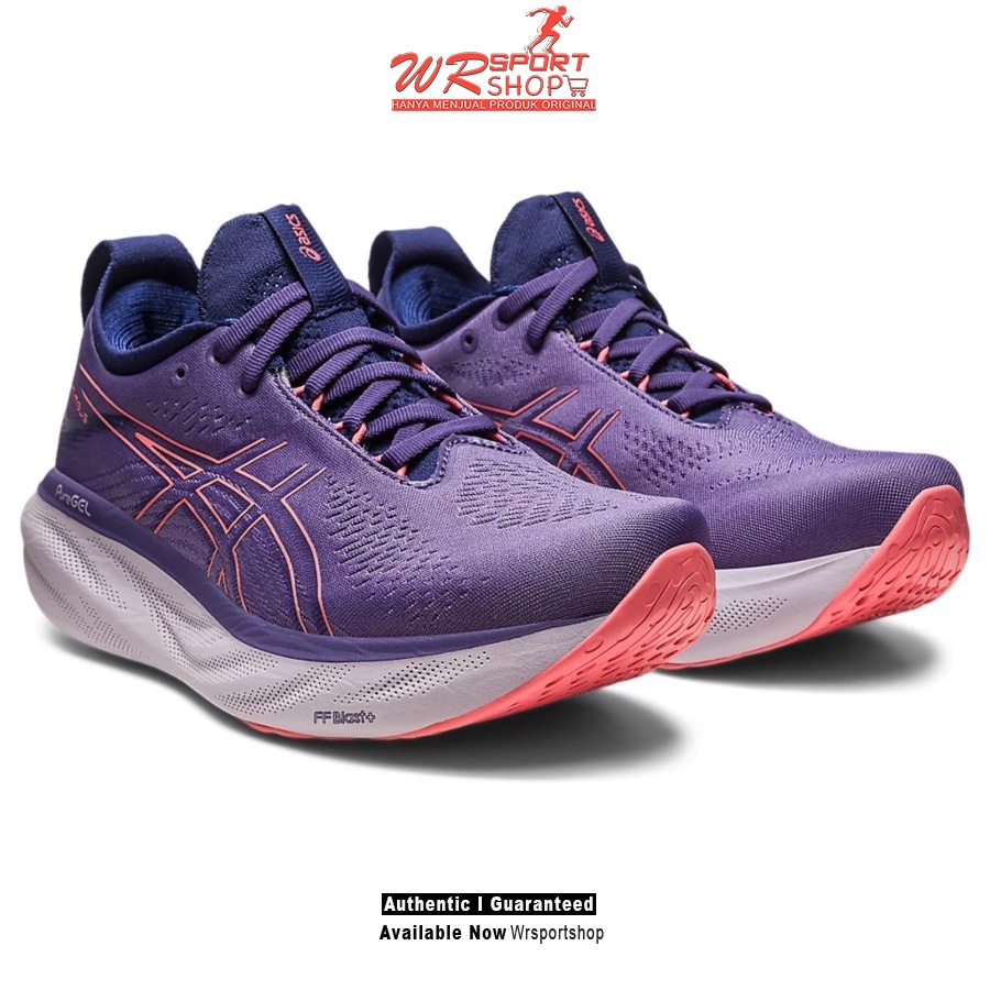 Sepatu Lari Wanita Asics GEL-NIMBUS 25 Dusty Purple Papaya ORIGINAL