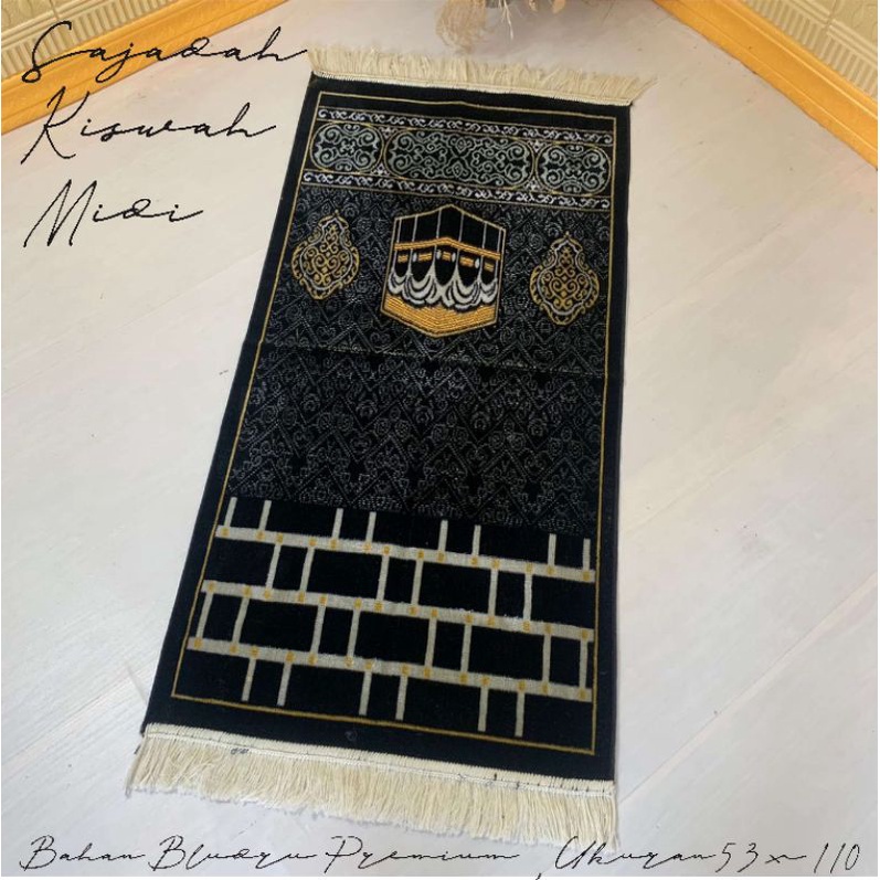 SAJADAH TURKI HITAM KISWAH PREMIUM UKURAN SEDANG