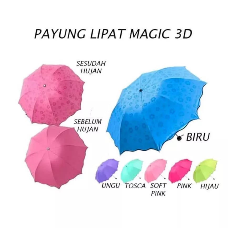 3D Payung Lipat Magic Umbrella ANTI UV Flowers Umbrella