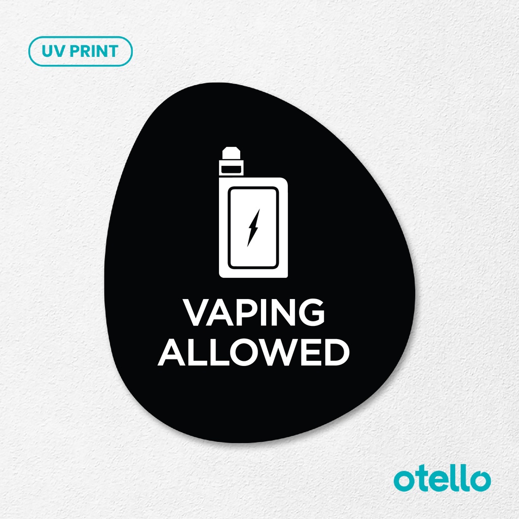 Vaping Allowed Signage Board Akrilik Tempel Dinding Papan Acrylic Sign Board Signage Tempel Dinding Tulisan Label Tanda Petunjuk Rambu Aklirik UV Print