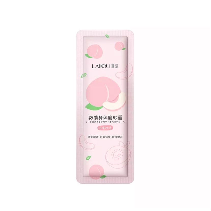 LAIKOU Peach Body Scrub Membersihkan Pori-Pori Pengelupasan Kulit Mati Pencerah 3g