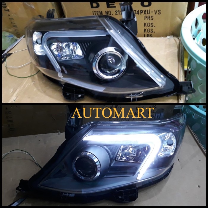 Headlamp Lampu Depan Grand Fortuner VNT 2012 - 2015 Projector LED Bar