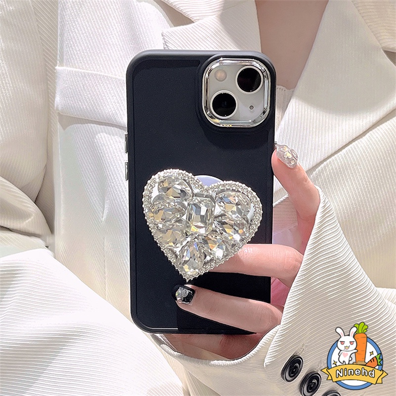 IPHONE Mewah Kristal Berlian Cinta Ditarik Gesper Lipat Dudukan Ponsel Fashion Wanita Phone Case Cocok Untuk Iphone14 13 12 11 Pro Max X Xr Xs Max8 7 6 6s Plus Se2020