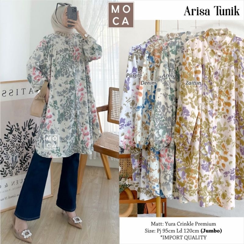 ARISA TUNIK Jumbo ORI MOCA | Ld120 Yura Crinkle Premium