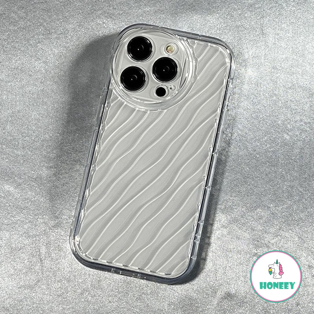 Casing Ponsel 3D Simple Beige Water Ripple Kompatibel Untuk Iphone14 13 12 11 Pro Max X XR XSMAX Case iPhone 11 7 8 SE 14plus Shockproof Back Cover