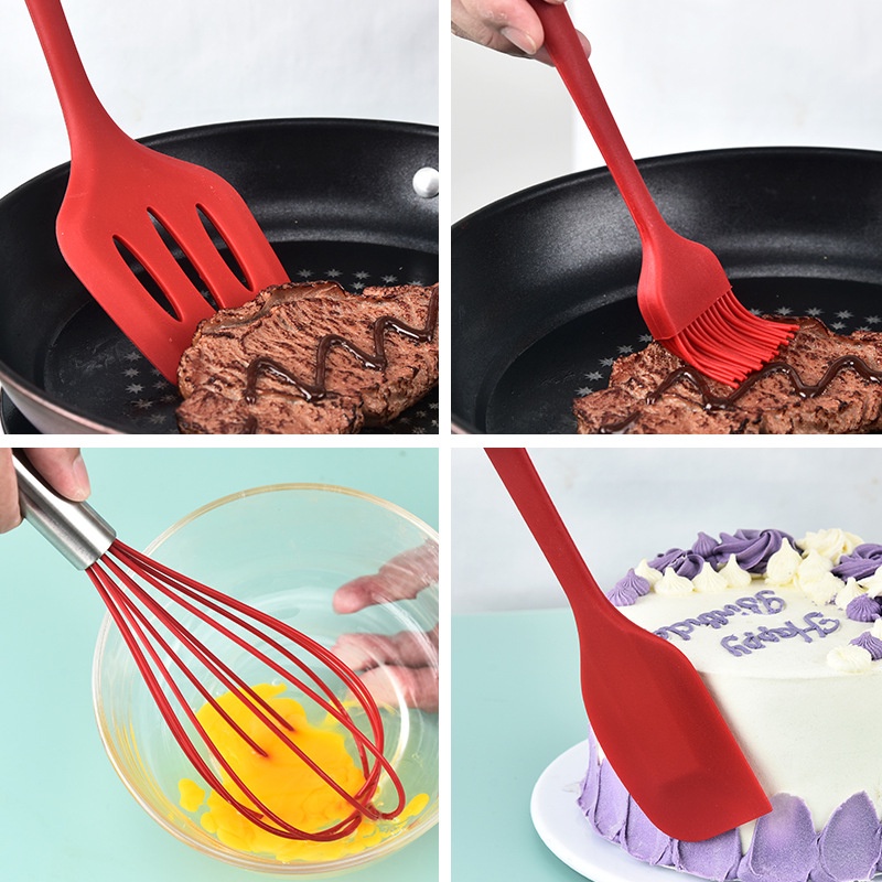 Easy Baking Set Spatula Peralatan Masak Sutil Silikon Non Stick Cooking Tools Isi 5 Pcs