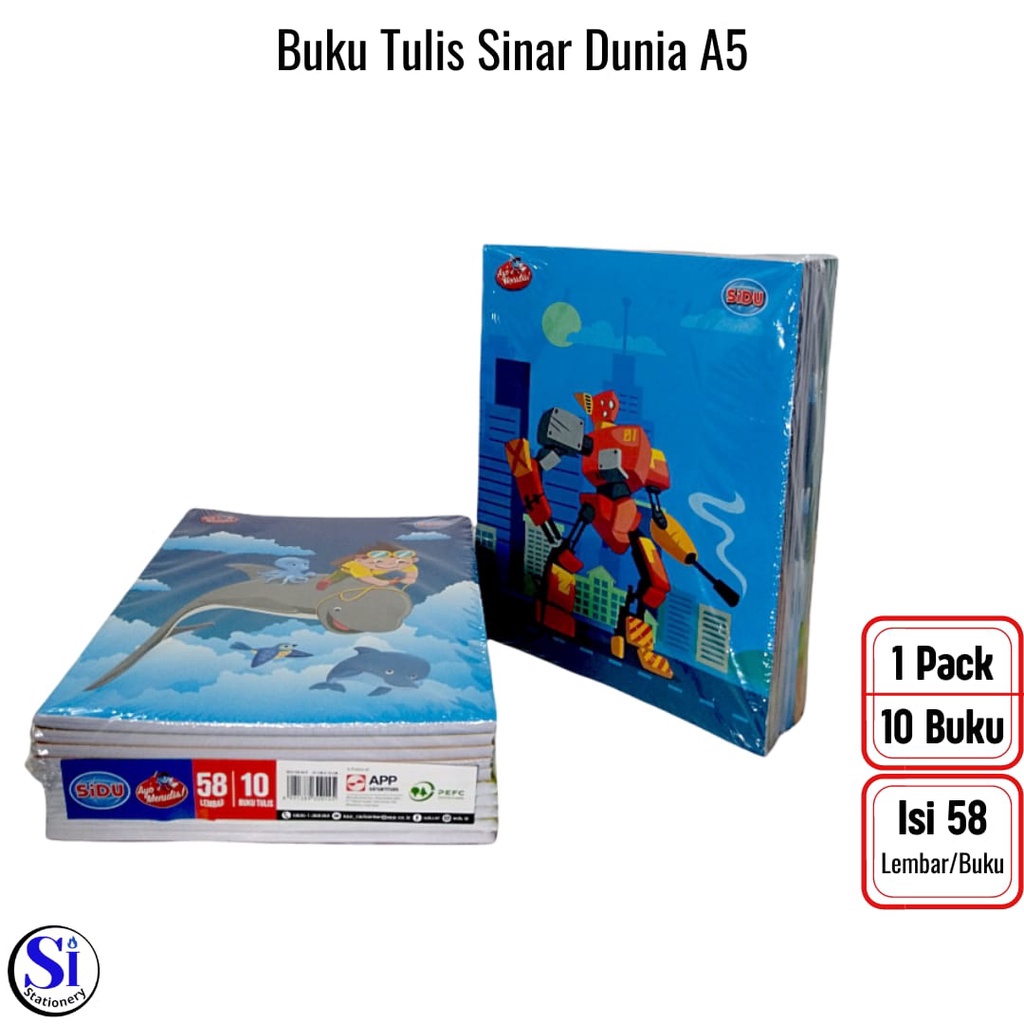 

Buku Tulis Sinar Dunia/SIDU A5 58 Lembar Isi 10 Pcs/1 Pack