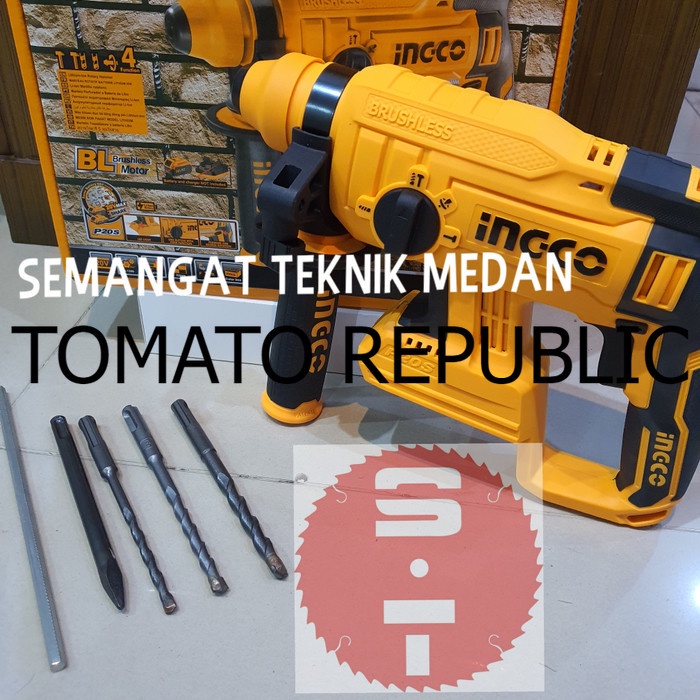 Murah CRHLI2201 BOR BATERAI BETON CORDLESS ROTARY HAMMER BRUSHLESS 20V INGCO JNP764