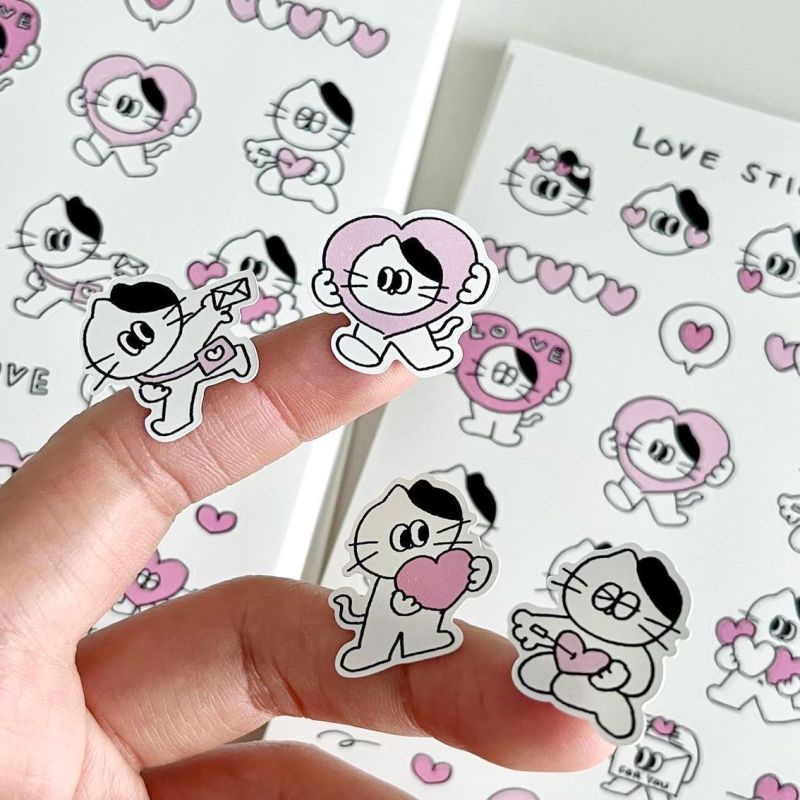 Ins Style Kartun Stiker Cinta Kelinci Kucing Jurnal Lucu Sealing Stickers