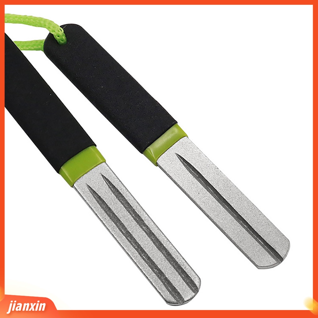 (In Stock) Alat Pengasah Kail Pancing Tajam Anti Selip Portabel Tiga Alur Batu Berlian Kail Pancing Kikir Gerinda Untuk Camping