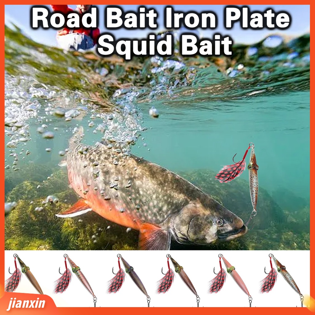 (In Stock) 21g/6.6cm Umpan Bionik Kait Tajam 3D Simulasi Fisheye Menggoda Angling Umpan Jalan Plat Besi Umpan Cumi Memancing Luar Ruangan