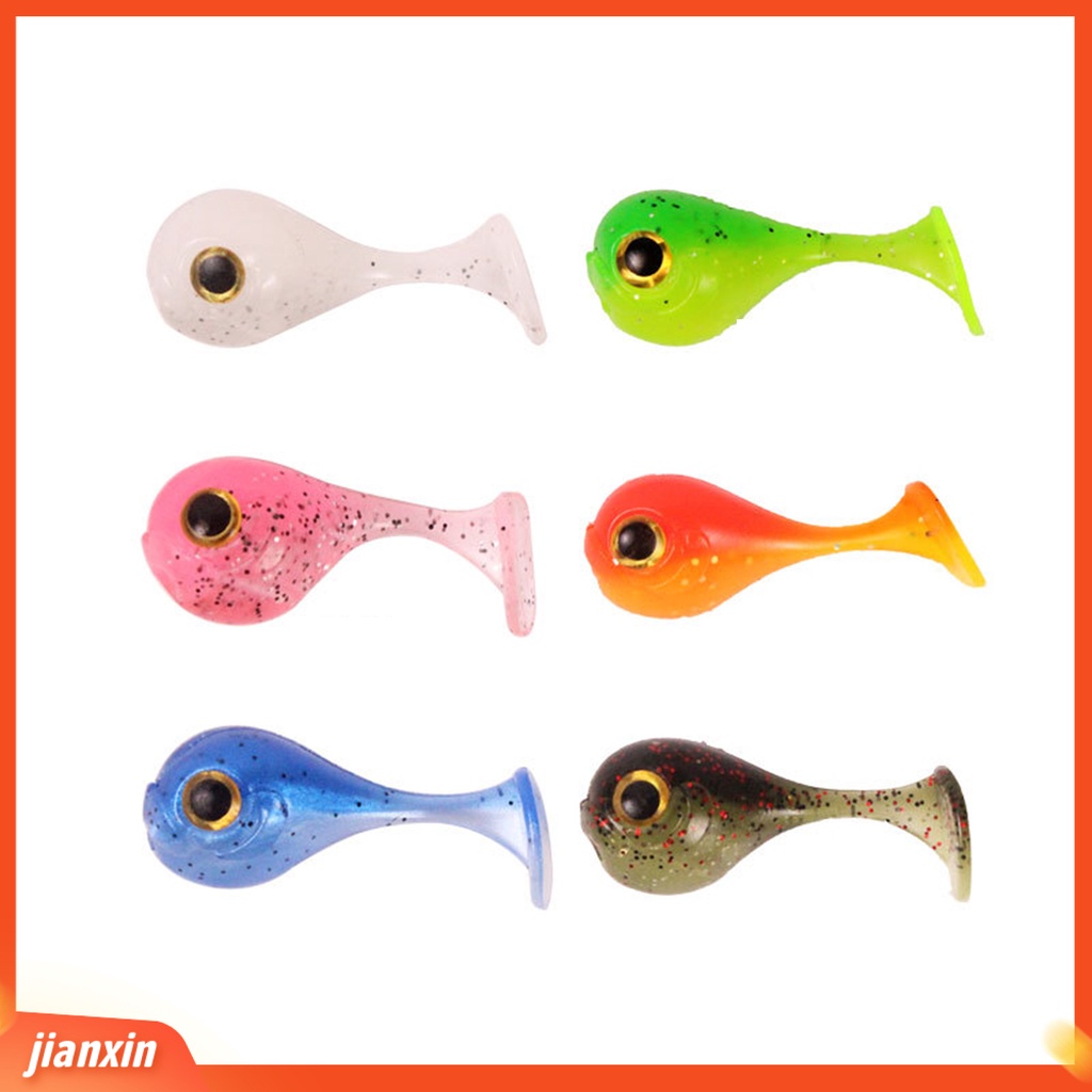 (In Stock) 10Pcs 4.5cm/3g Umpan Pancing Silikon Buatan Bicolor T-Tail Umpan Lembut Dengan Mata Memancing Aksesori