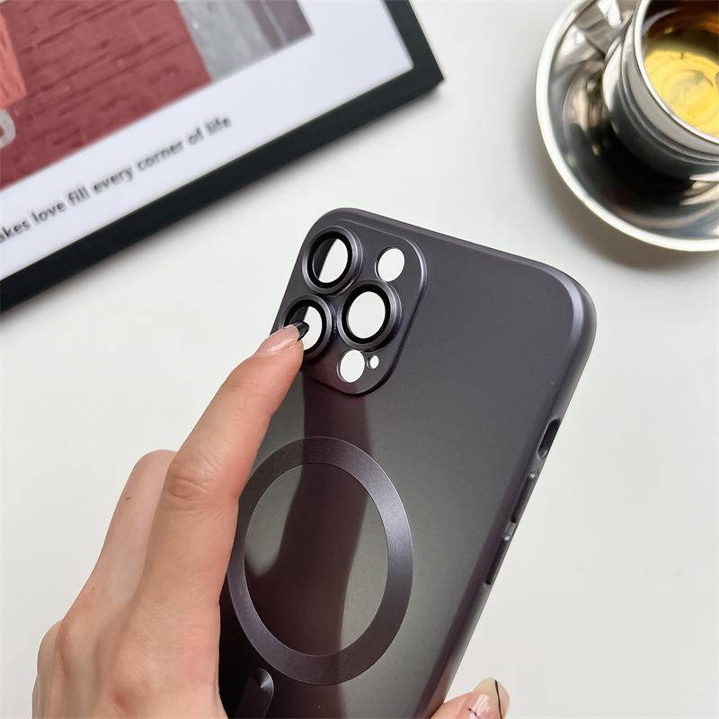 IPHONE Magsafe Wireless Charge Phone Case Untuk iPhone12 11 Pro MAX 11Pro 12Pro Lembut Magnetik Bumper Pelindung Lensa Cover Untuk iPhone12 iPhone11